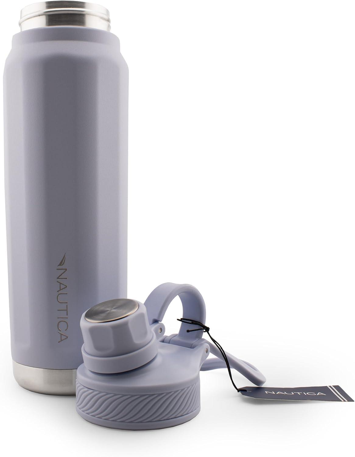 imageNautica 25 oz hydration flask DoubleWall Vacuum Insulated bottle Leak Proof amp BPA Free NAVYLight Blue