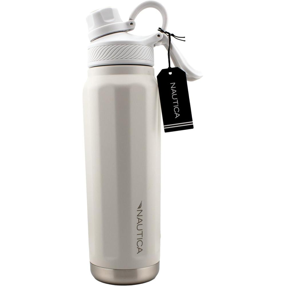 imageNautica 25 oz hydration flask DoubleWall Vacuum Insulated Water Bottle Leak Proof amp BPA Free Iridescent CreamLIGHT GREY
