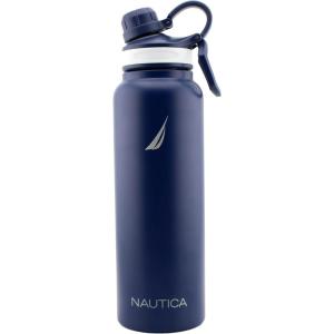 NAUTICA Double Wall Stainless Steel Tumbler With Screw-On Cap, 40 oz Cold And Hot Drink (Grey)(Navy)