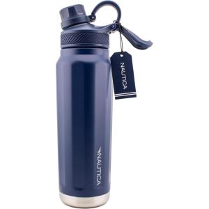 Nautica 25 oz hydration flask Double-Wall Vacuum Insulated Water Bottle Leak Proof & BPA Free (Iridescent Cream)(Navy)
