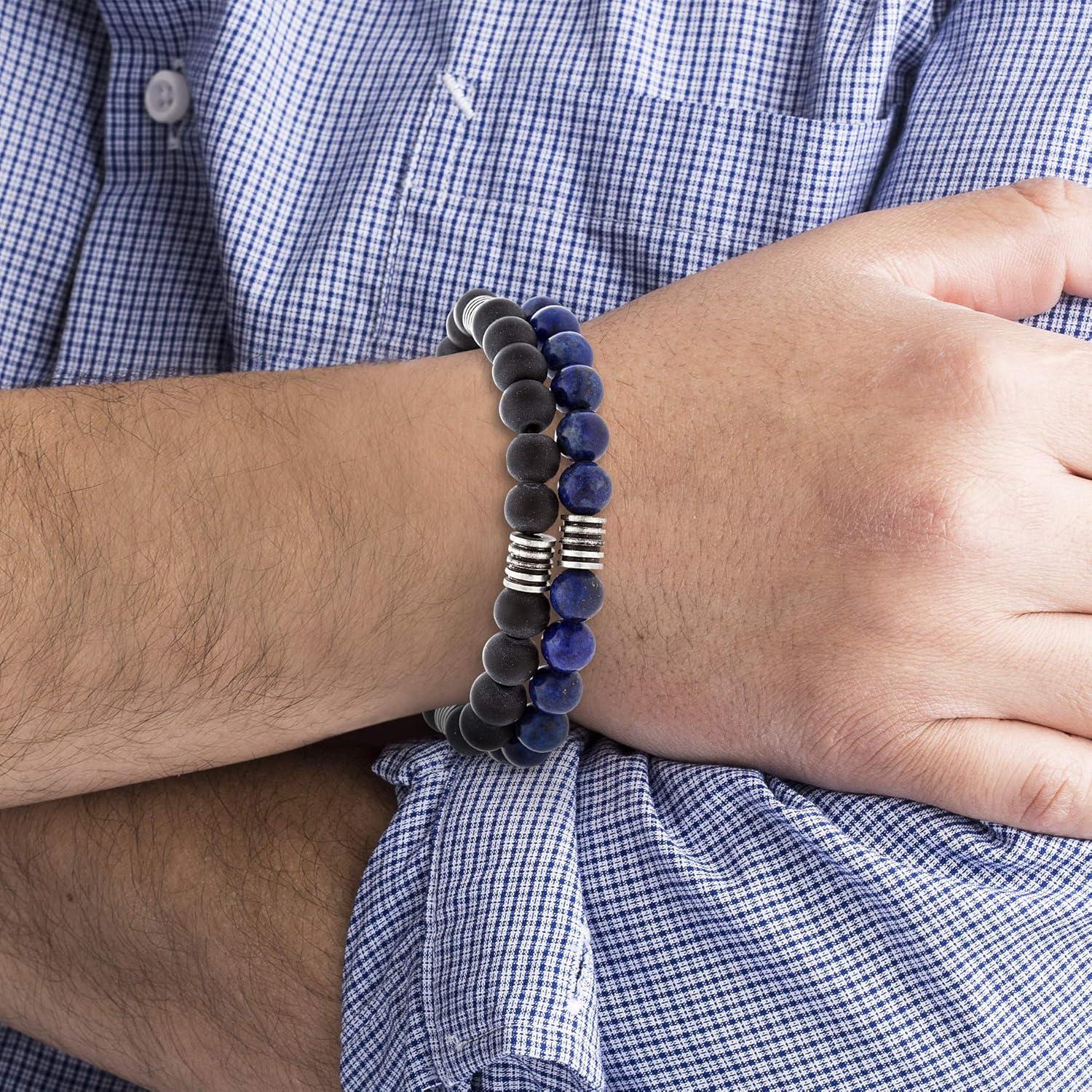 imageNautica 10 mm Stretch Bead Bracelet Set for Men Stainless Steel