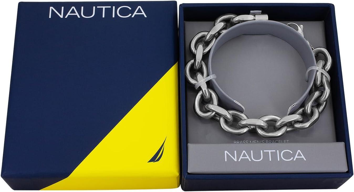 imageNautica 125 mm Cable Chain Bracelet for Men Oxidized Stainless Steel 9 Inches