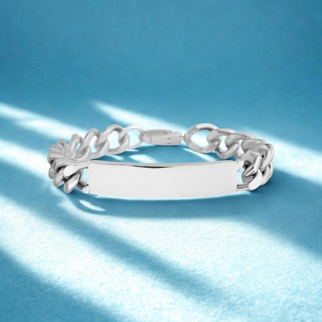 imageNautica Curb Chain ID Bracelet for Men Stainless Steel 8 Inches
