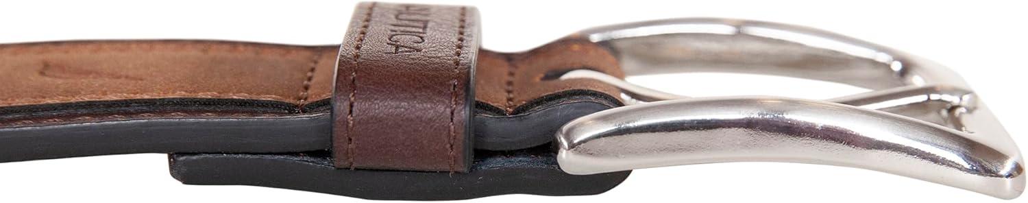 imageNautica Mens Casual Leather Belt Everyday Classic Pants Jeans Khakis Chinos Metal BuckleCasual Overlay Tan