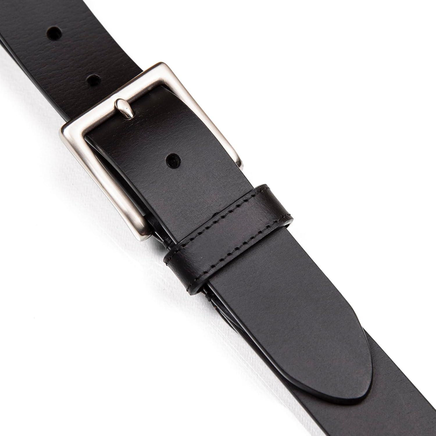 imageNautica Mens Casual Leather Belt Everyday Classic Pants Jeans Khakis Chinos Metal BuckleDebossed Logo Black
