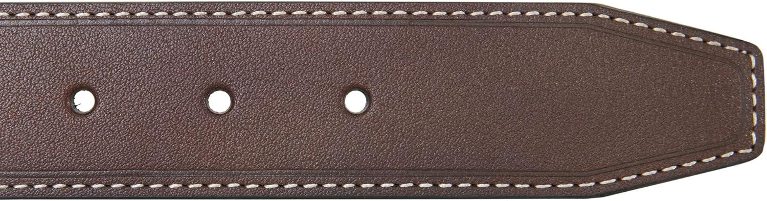 imageNautica Mens Casual Leather Belt Everyday Classic Pants Jeans Khakis Chinos Metal BuckleEngraved Keeper Brown