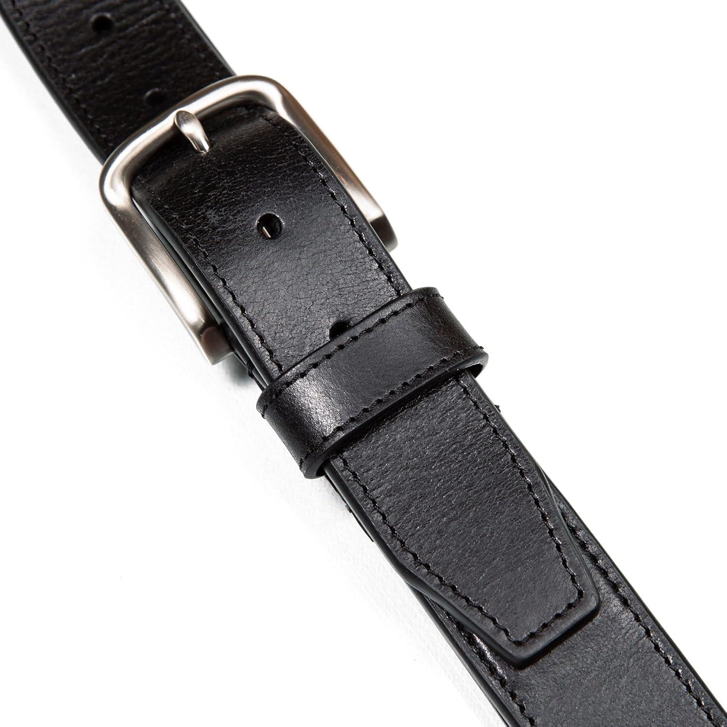 imageNautica Mens Casual Leather Belt Everyday Classic Pants Jeans Khakis Chinos Metal BuckleEngraved Logo Black