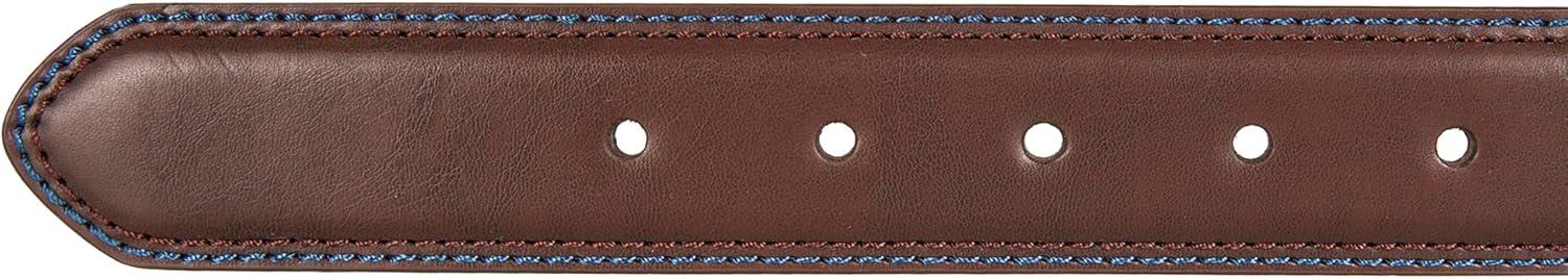 imageNautica Mens Dress Leather Belt for Suits and Pants Classic Business Fashion Adjustable Metal BuckleLogo Inlay Double Keeper Brown
