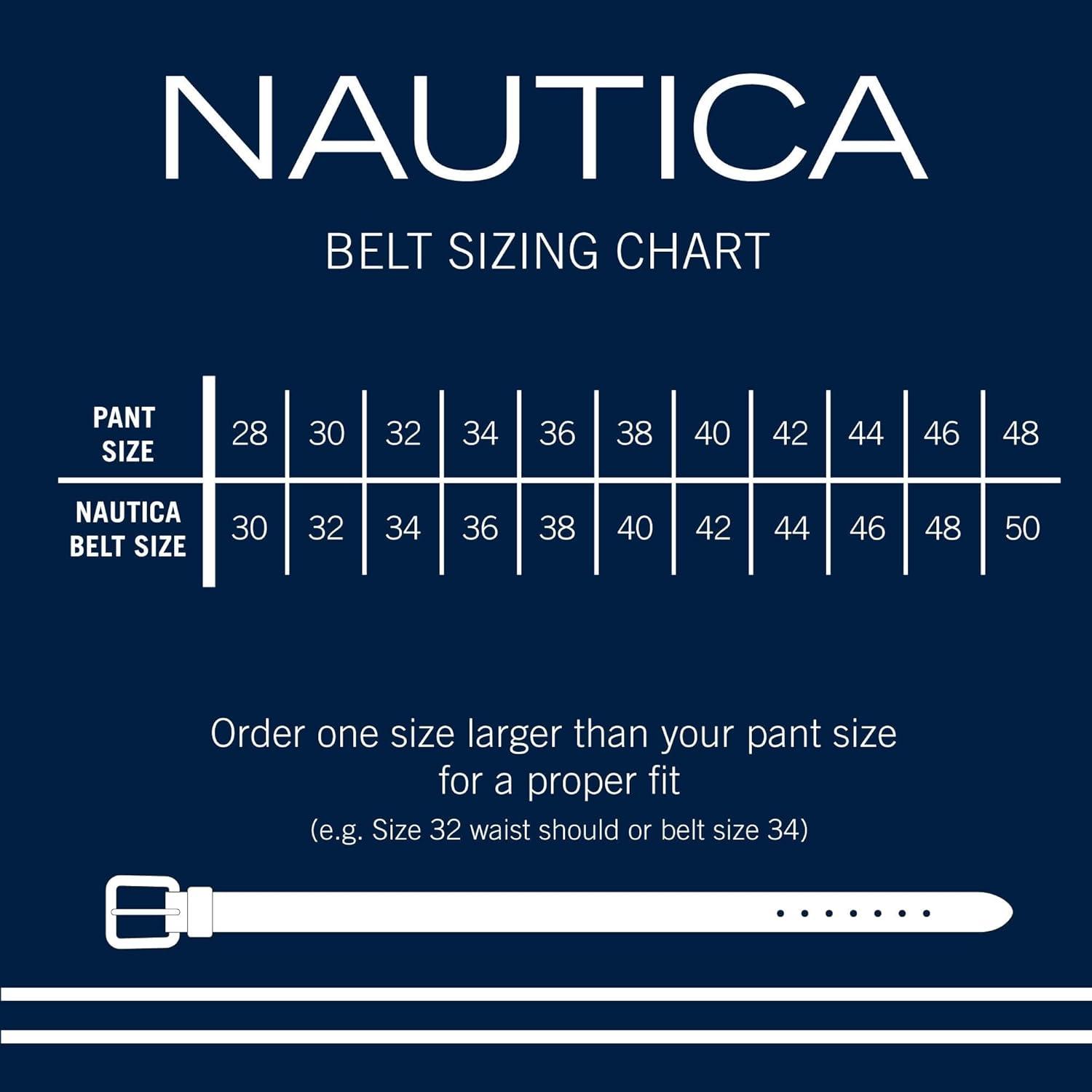 imageNautica Mens Reversible Leather Belt 2in1 Classic Everyday Business Work Dress Casual Metal BuckleEngraved BrownBlack