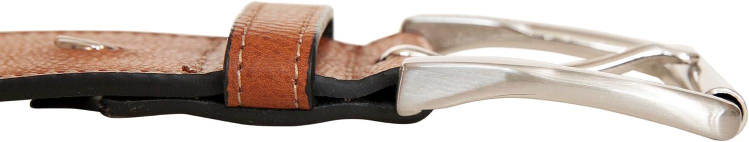 imageNautica Mens Signature Leather and Canvas Belt Ribbon Detail Flag Design Classic Casual Metal BuckleEmbossed Logo Tan