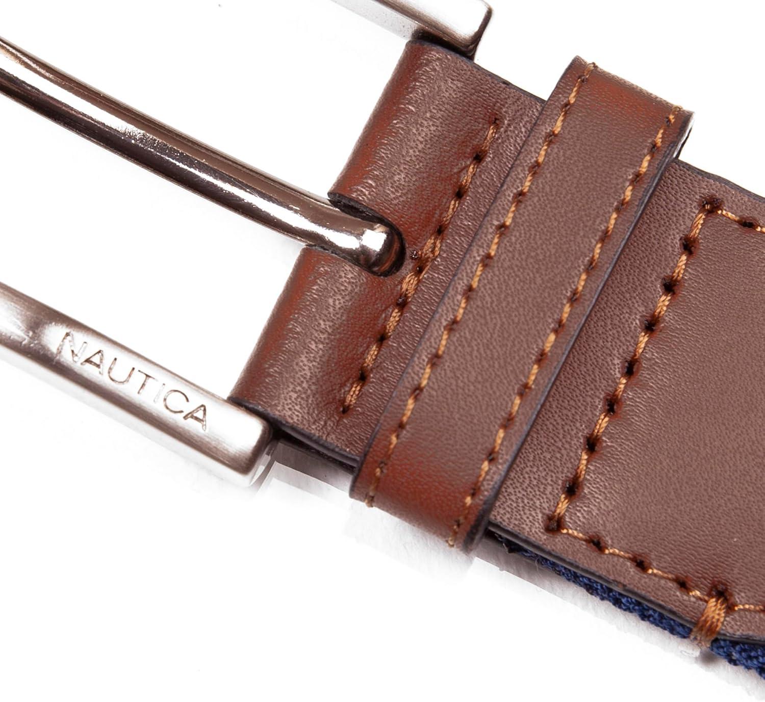 imageNautica Mens Stretch Belt Elastic Adjustable Classic Everyday Business Work Casual Metal BuckleStretch Webbing NavyRed