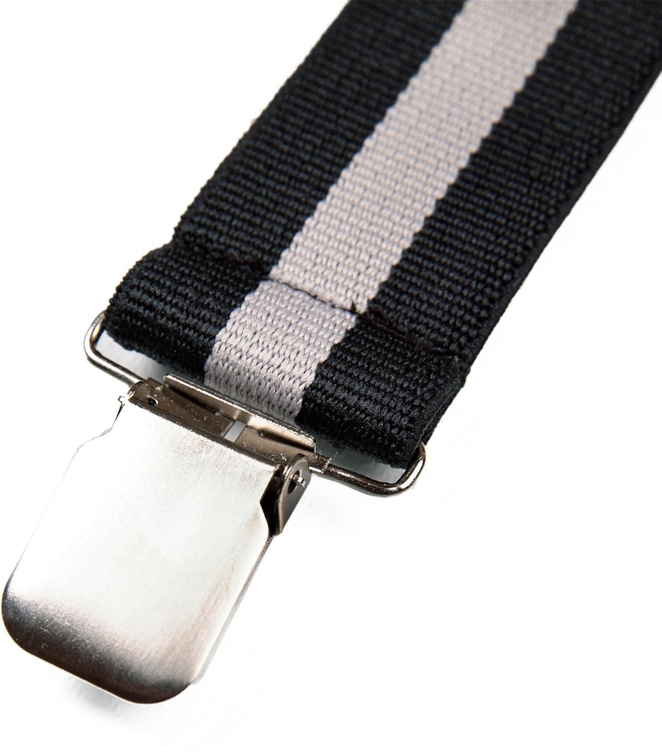 imageNautica Mens XBack 15 Fully Adjustable Striped Jeans Suspender with Signature ClipsGrey