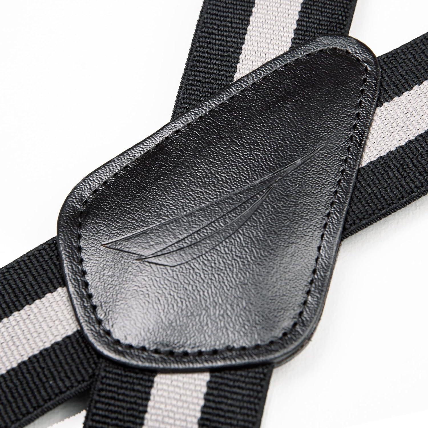 imageNautica Mens XBack 15 Fully Adjustable Striped Jeans Suspender with Signature ClipsGrey