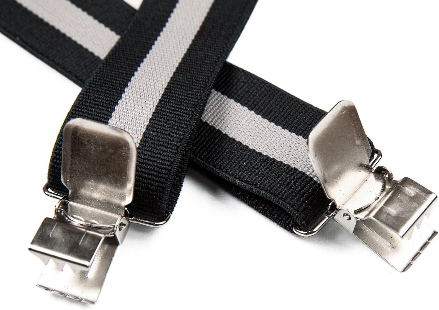 imageNautica Mens XBack 15 Fully Adjustable Striped Jeans Suspender with Signature ClipsGrey