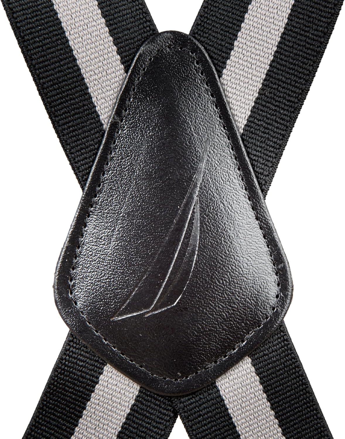 imageNautica Mens XBack 15 Fully Adjustable Striped Jeans Suspender with Signature ClipsGrey