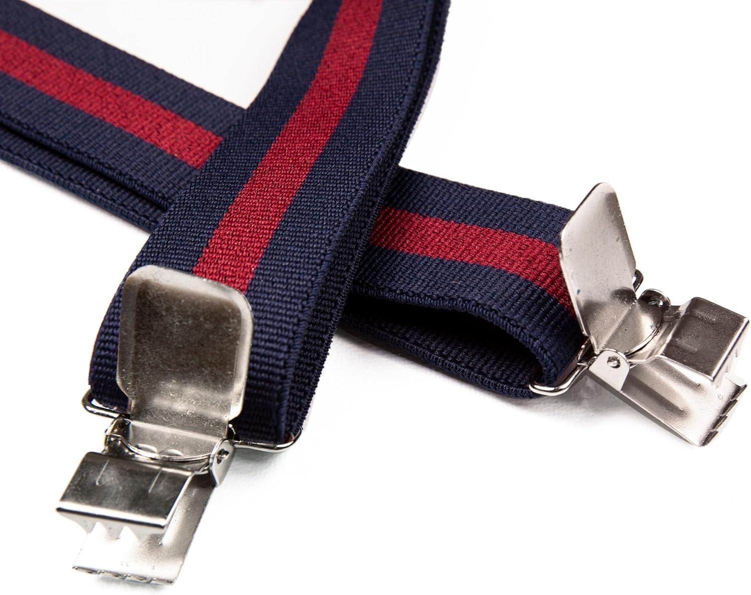 imageNautica Mens XBack 15 Fully Adjustable Striped Jeans Suspender with Signature ClipsNavy