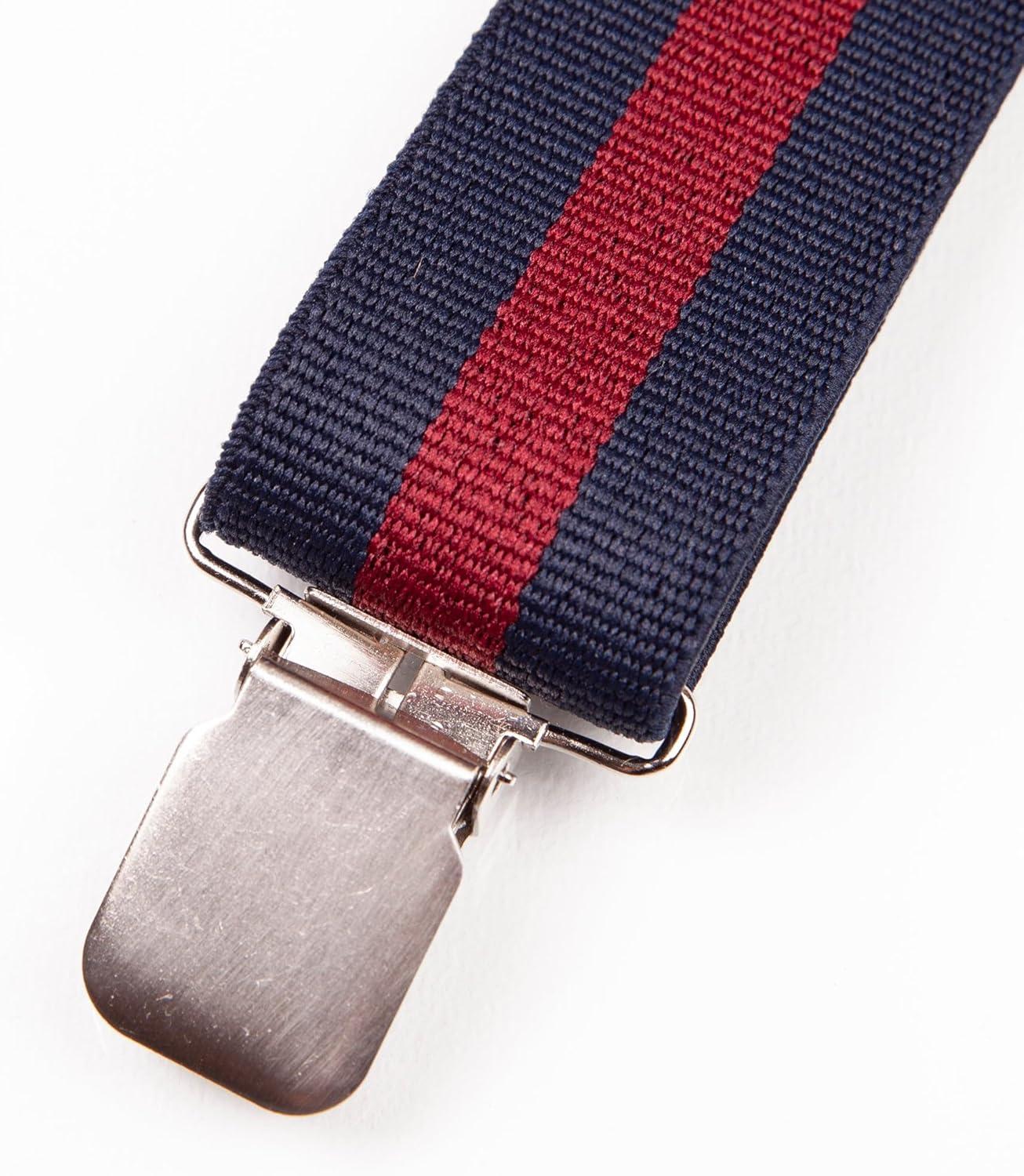 imageNautica Mens XBack 15 Fully Adjustable Striped Jeans Suspender with Signature ClipsNavy