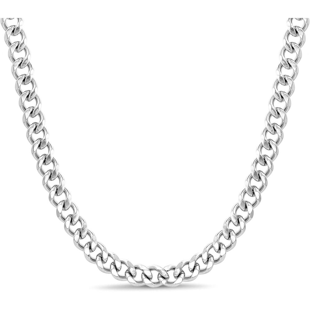 imageNautica 9 mm Cuban Chain Necklace for Men Stainless Steel 23 Inches
