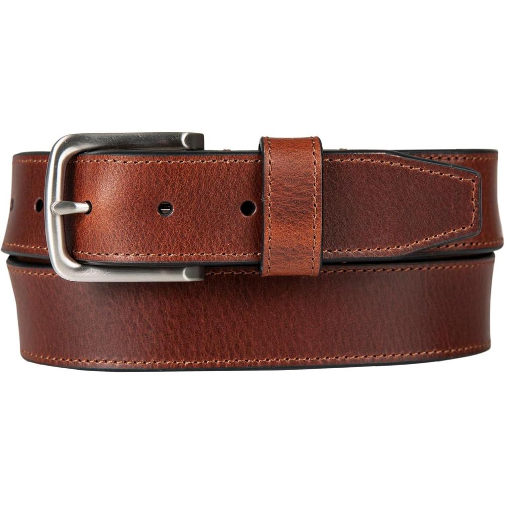 imageNautica Mens Casual Leather Belt  Everyday  Classic  Pants  Jeans  Khakis  Chinos  Metal BuckleEngraved Logo  Tan