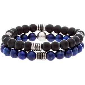 Nautica 10 mm Stretch Bead Bracelet Set for Men Stainless Steel