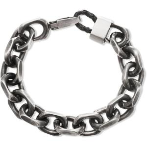 Nautica 12.5 mm Cable Chain Bracelet for Men Oxidized Stainless Steel 9 Inches