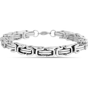 Nautica 8 mm Byzantine Chain Bracelet for Men Stainless Steel 8.5 Inches