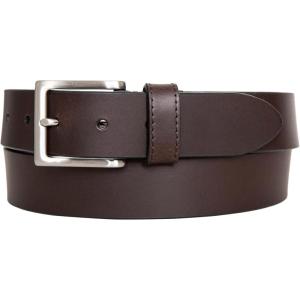 Nautica Men’s Casual Leather Belt | Everyday | Classic | Pants | Jeans | Khakis | Chinos | Metal Buckle(Debossed Logo – Brown)