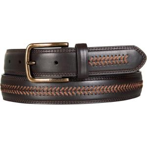 Nautica Men’s Dress Leather Belt for Suits and Pants | Classic | Business | Fashion | Adjustable | Metal Buckle(Leather Laced – Brown)