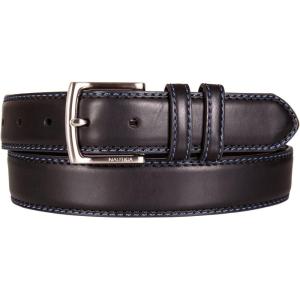 Nautica Men’s Dress Leather Belt for Suits and Pants | Classic | Business | Fashion | Adjustable | Metal Buckle(Logo Inlay Double Keeper – Black)
