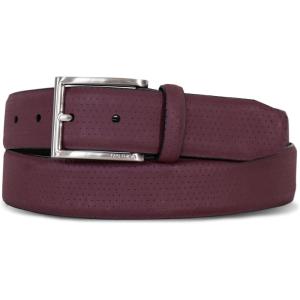 Nautica Men’s Dress Leather Belt for Suits and Pants | Classic | Business | Fashion | Adjustable | Metal Buckle(Perforated Dress – Zinfandel)