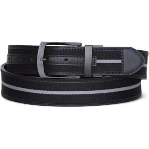 Nautica Men’s Reversible Leather Belt | 2-in-1 | Classic | Everyday | Business | Work | Dress | Casual | Metal Buckle(Signature Logo – Black Ribbon/Leather)