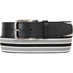 Nautica Men’s Stretch Belt | Elastic | Adjustable | Classic | Everyday | Business | Work | Casual | Metal Buckle(Stretch Webbing – Black/Grey)