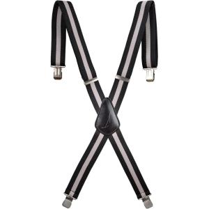 Nautica Men’s X-Back 1.5″ Fully Adjustable Striped Jeans Suspender with Signature Clips(Grey)
