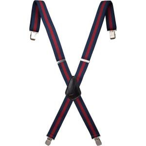 Nautica Men’s X-Back 1.5″ Fully Adjustable Striped Jeans Suspender with Signature Clips(Navy)