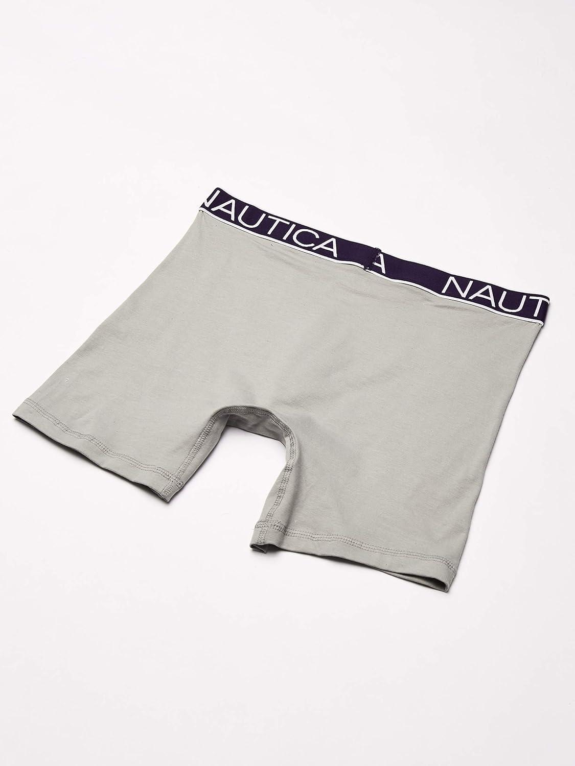 imageNautica Mens 3Pack Classic Cotton Stretch Boxer BriefsBlackCharcoalAlloy