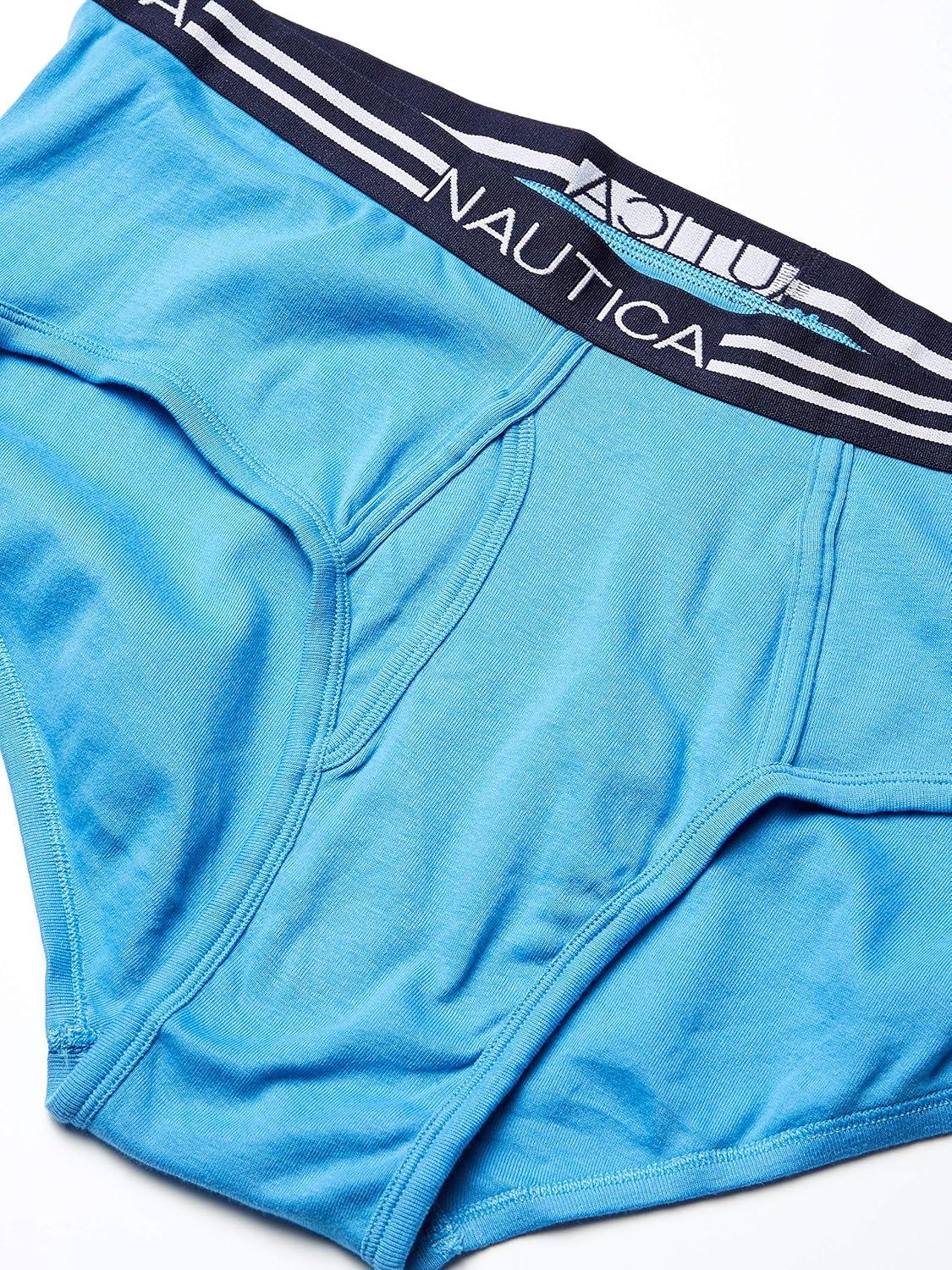 imageNautica Mens 6 Pack Classic Cotton Fly Front BriefsPeacoatAero BlueSea Cobalt 6 Pack