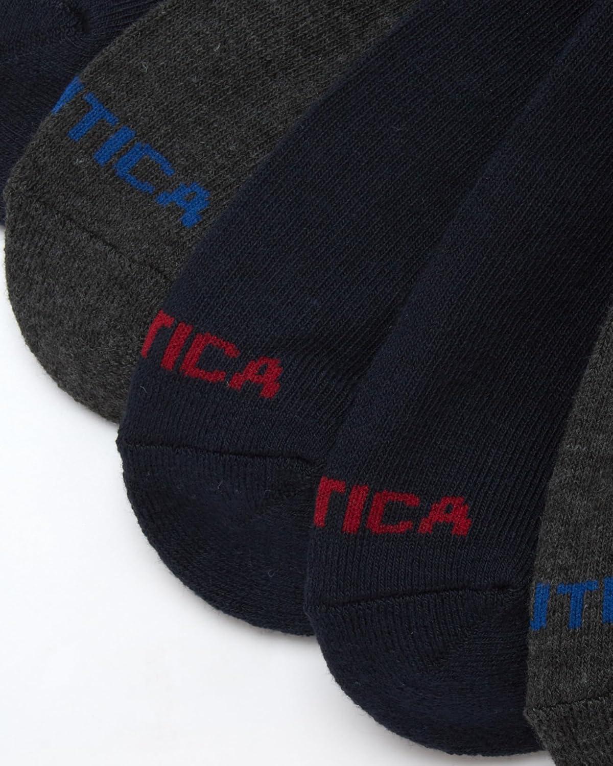 imageNautica Mens Athletic Crew Socks 5 Pack Moisture Wicking Cushioned Athletic Socks for Men with Reinforced Seams 6125BlueGrey