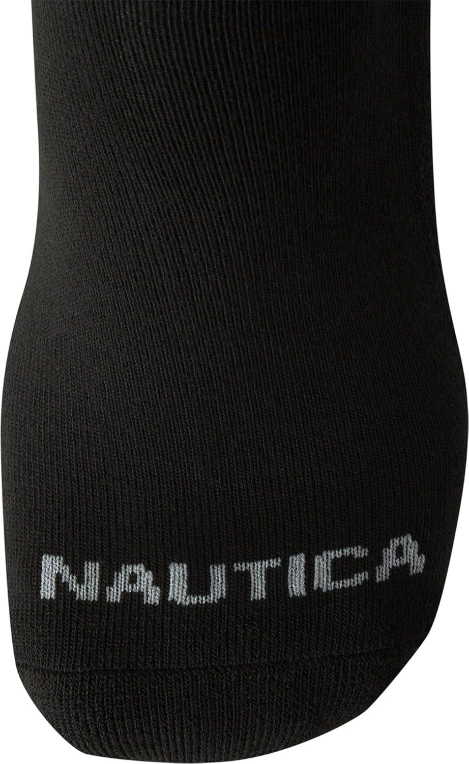 imageNautica Mens Athletic Crew Socks 5 Pack Moisture Wicking Cushioned Athletic Socks for Men with Reinforced Seams 6125Pure Black