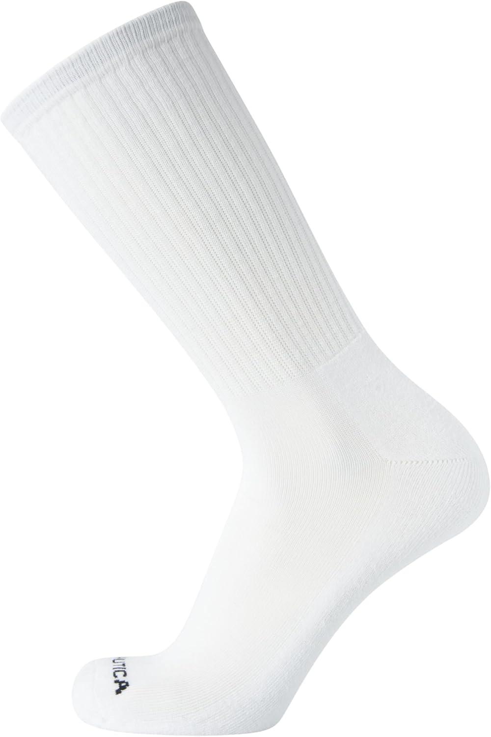 imageNautica Mens Athletic Crew Socks 5 Pack Moisture Wicking Cushioned Athletic Socks for Men with Reinforced Seams 6125Pure White