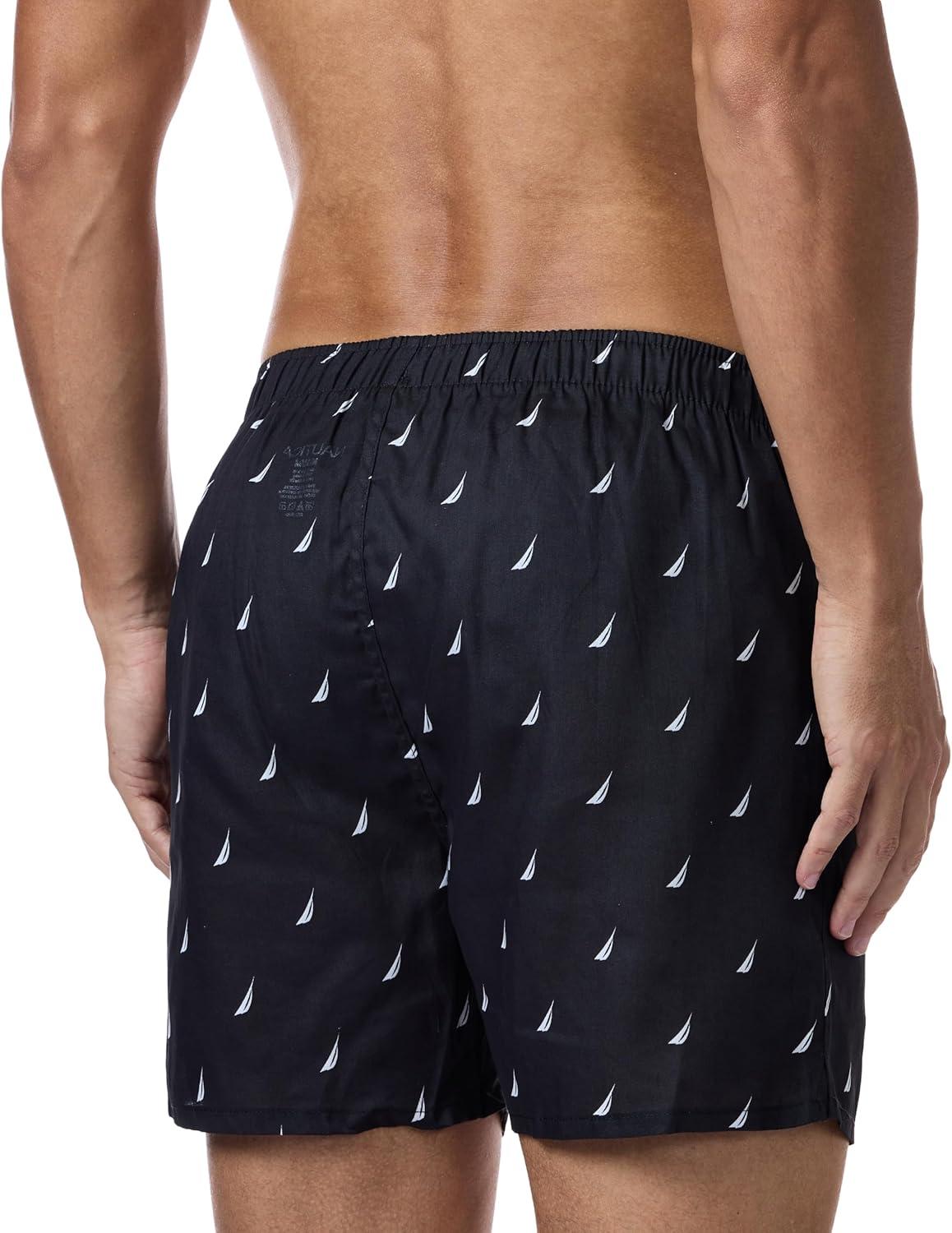 imageNautica Mens Classic Cotton 3Pack Woven BoxersBlackNautica RedSails Black