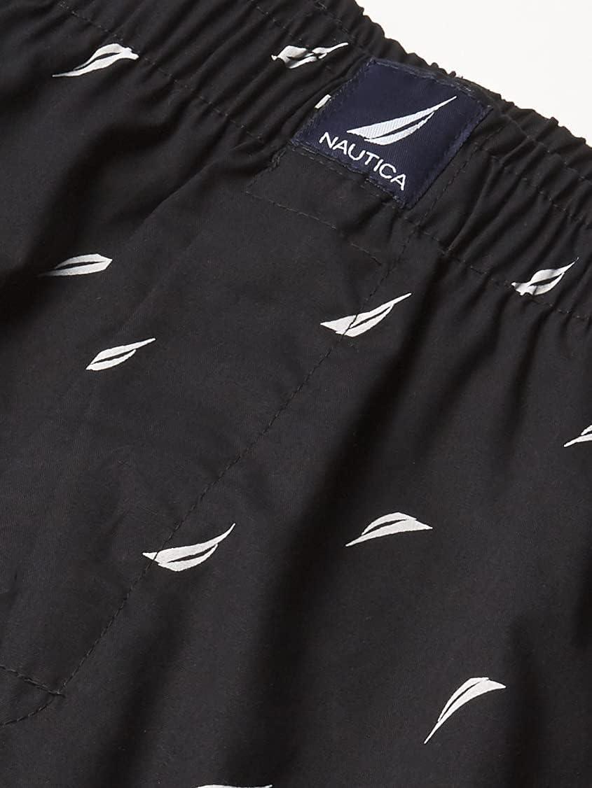 imageNautica Mens Classic Cotton 3Pack Woven BoxersBlackNautica RedSails Black