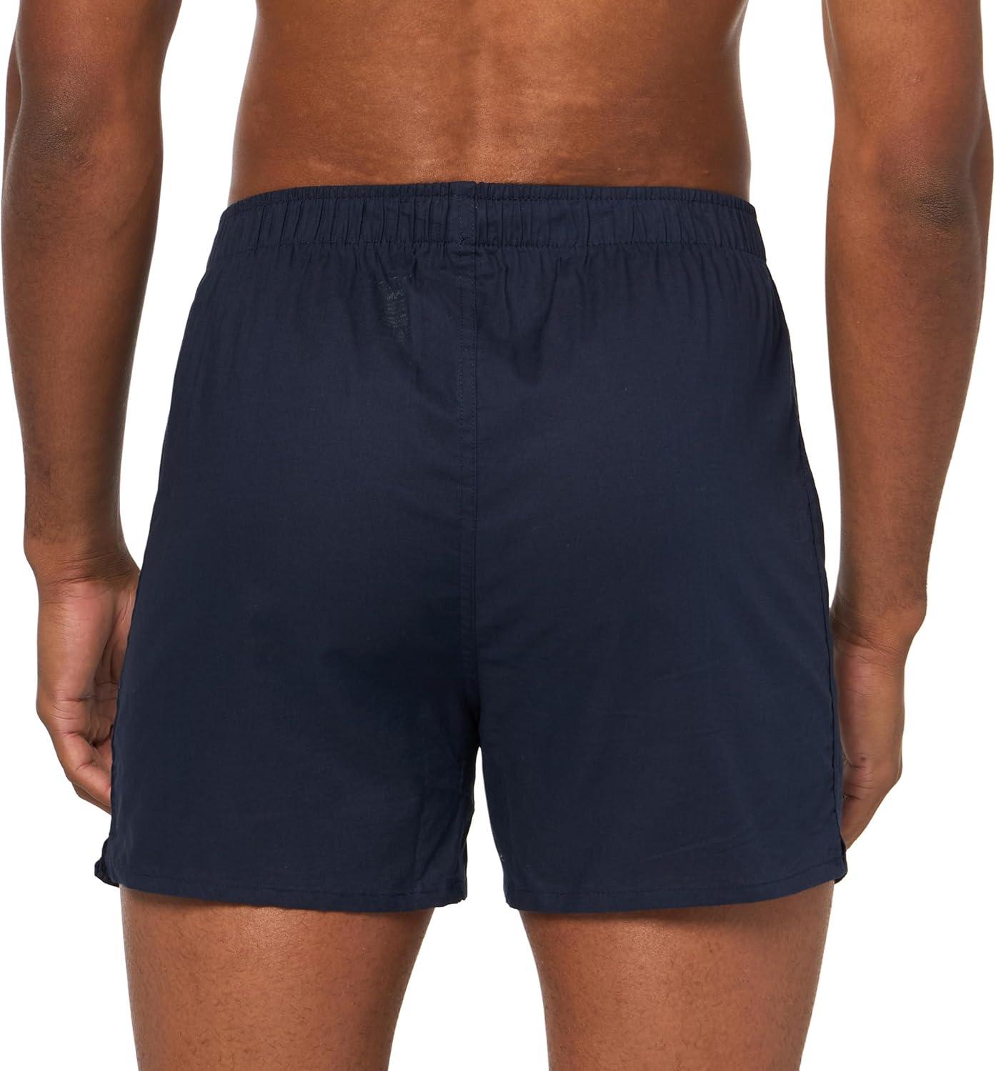imageNautica Mens Classic Cotton 3Pack Woven BoxersPeacoatAero BlueAnchor