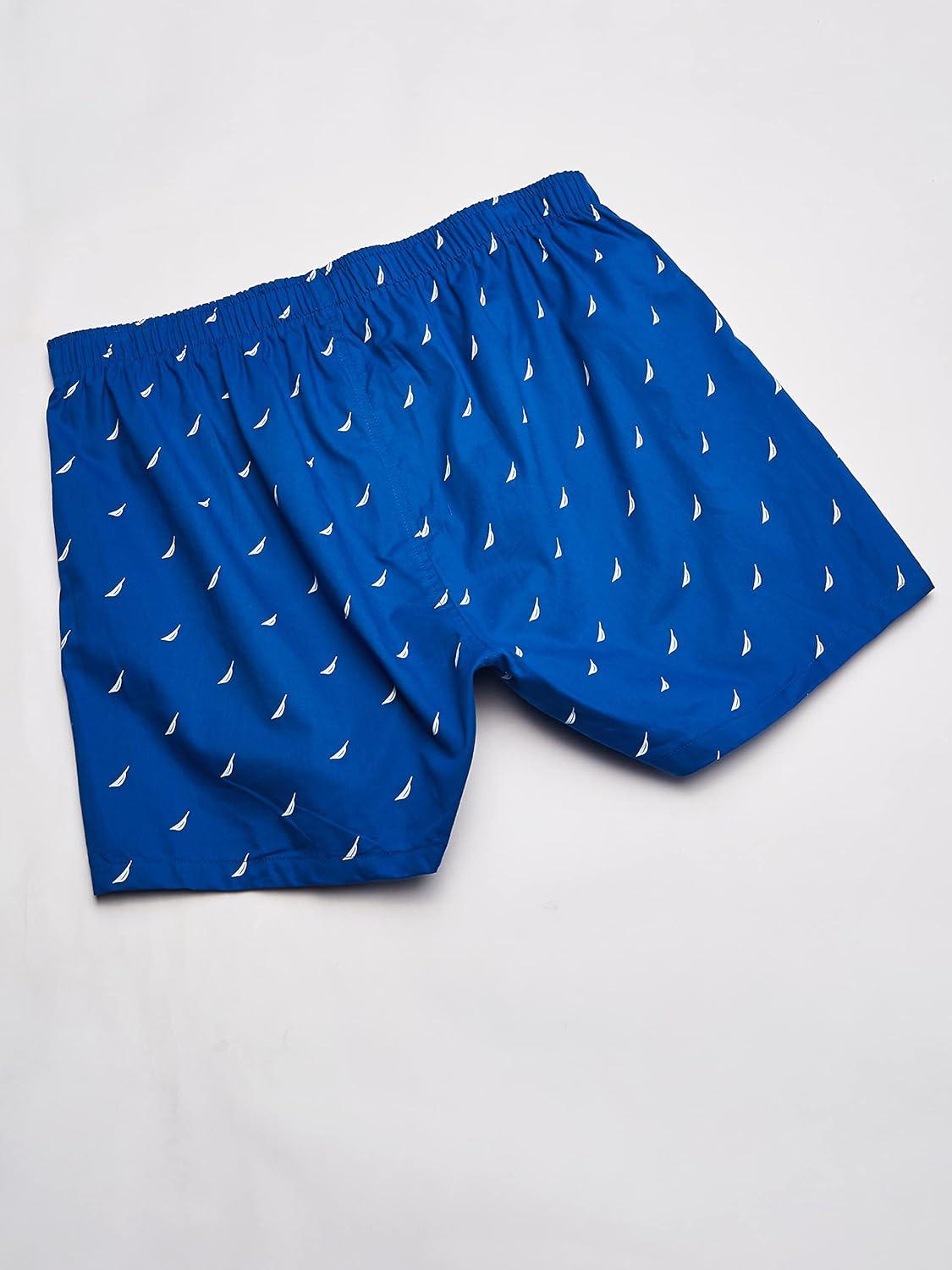 imageNautica Mens Classic Cotton 3Pack Woven BoxersPeacoatDellarobbiaSails Sea Cobalt