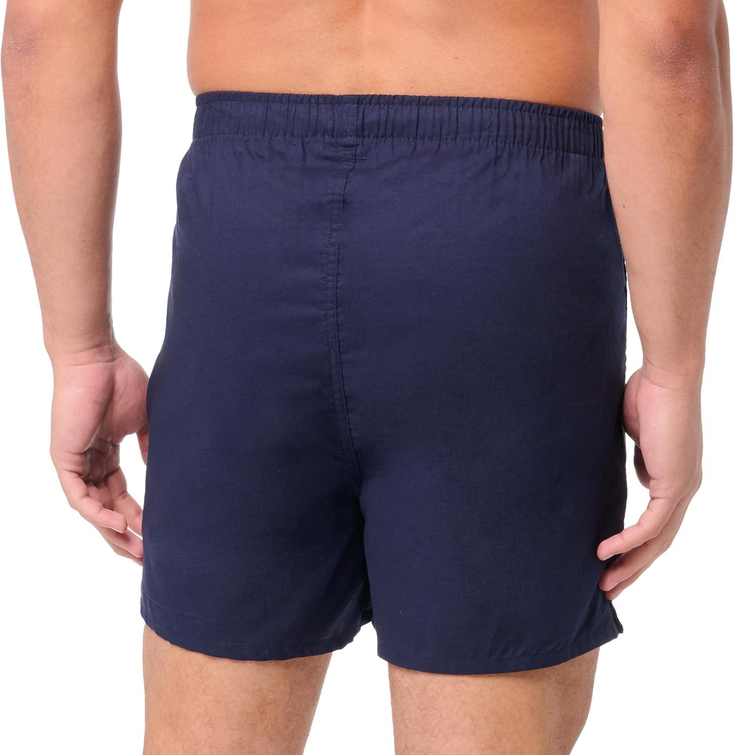imageNautica Mens Classic Cotton 3Pack Woven BoxersPeacoatHoundstooth Scuba BlueAnchor Print