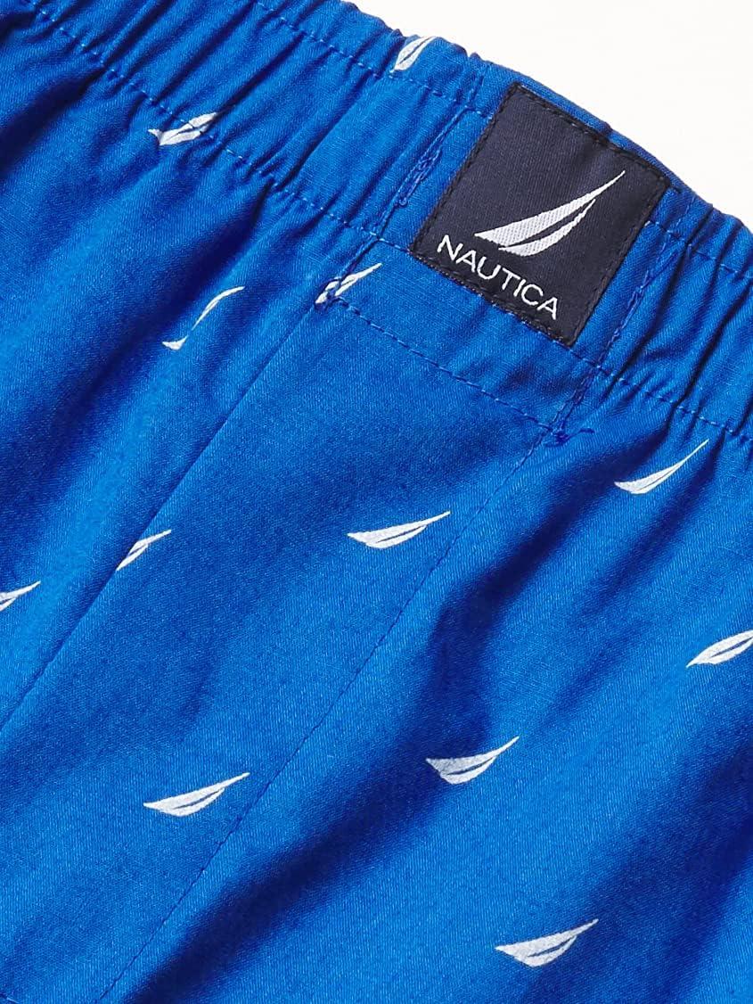imageNautica Mens Classic Cotton 3Pack Woven BoxersPeacoatOcean LapisSails Sea Cobalt