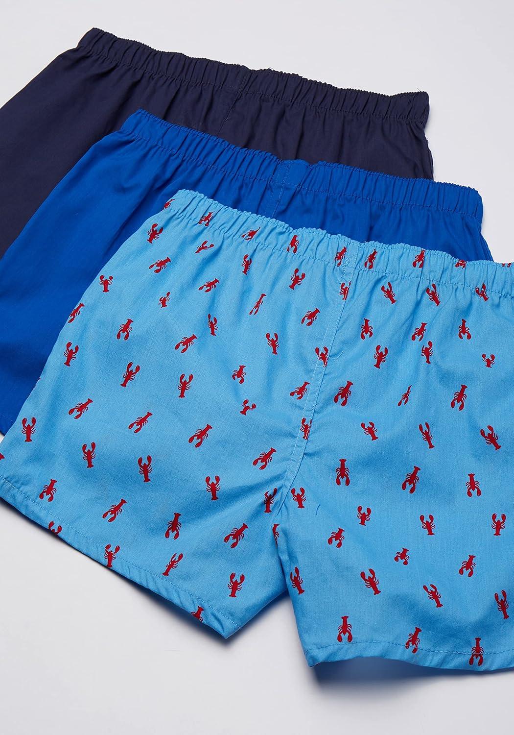 imageNautica Mens Classic Cotton 3Pack Woven BoxersSea CobaltPeacoatLobster Aero Blue