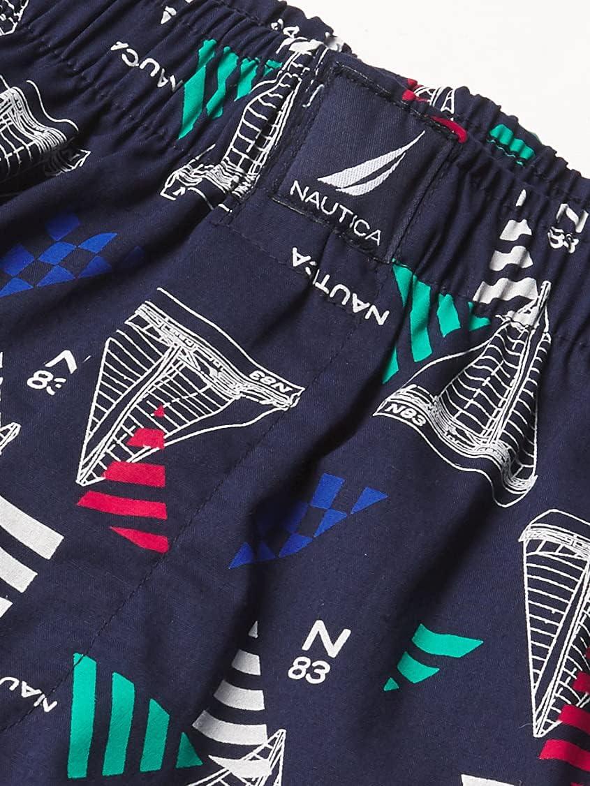 imageNautica Mens Classic Cotton 3Pack Woven BoxersWindsurf BlueNautica RedSail Blue Print