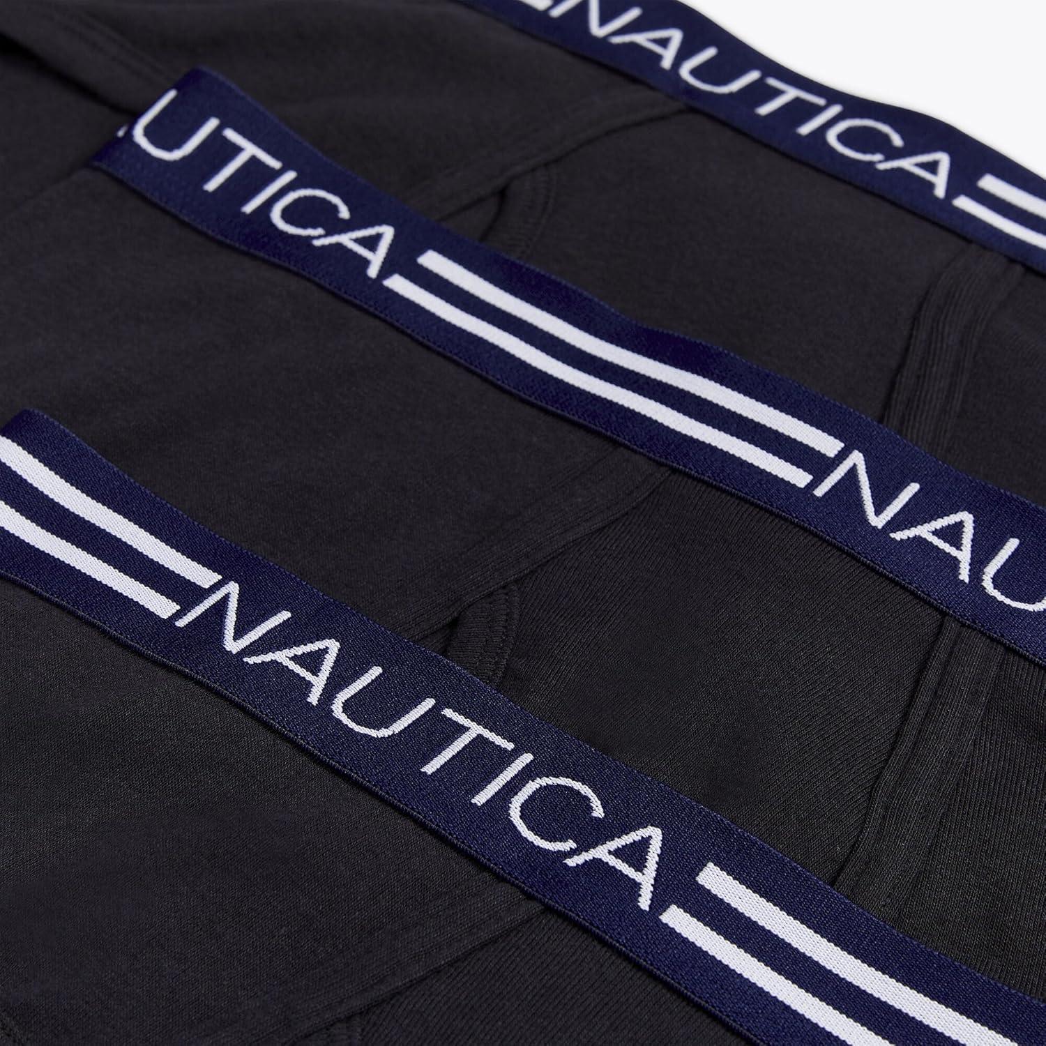 imageNautica Mens Classic Cotton 3pack Fly Front BriefsBlack 3 Pack