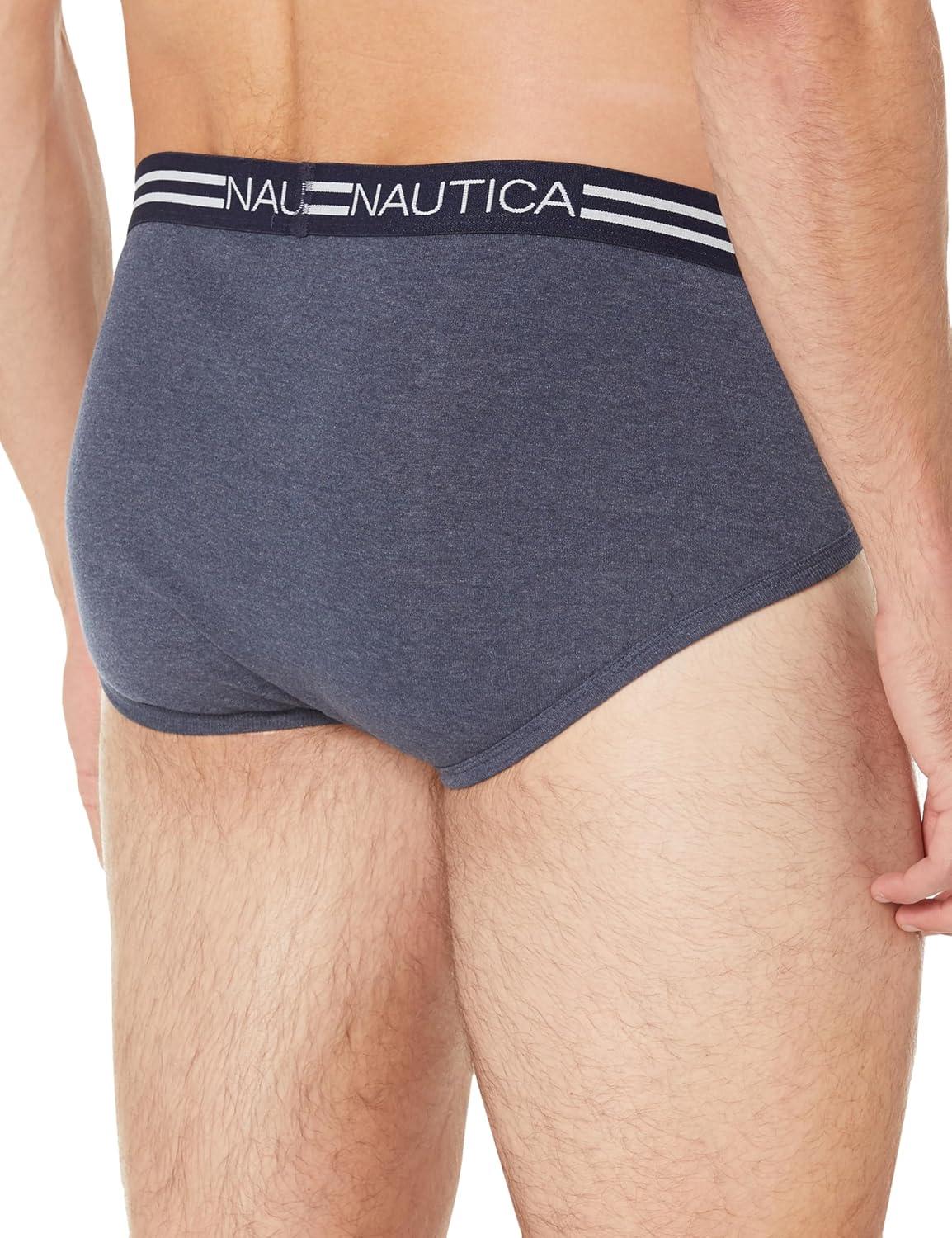 imageNautica Mens Classic Cotton 3pack Fly Front BriefsPeacoat HeatherCharcoal HeatherHeather Grey