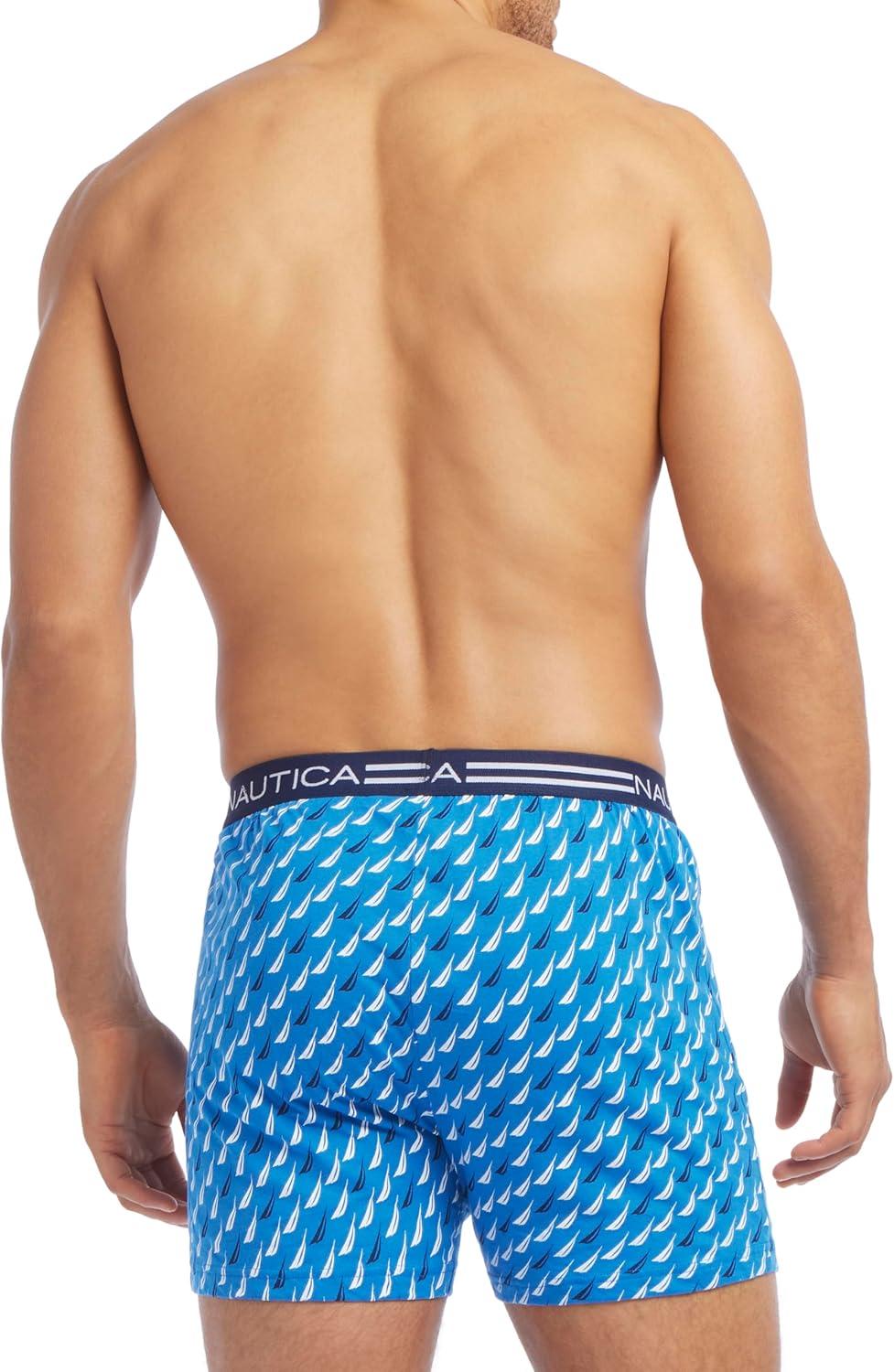 imageNautica Mens Classic Cotton Loose Knit BoxerMix Sail Printspinner Blue